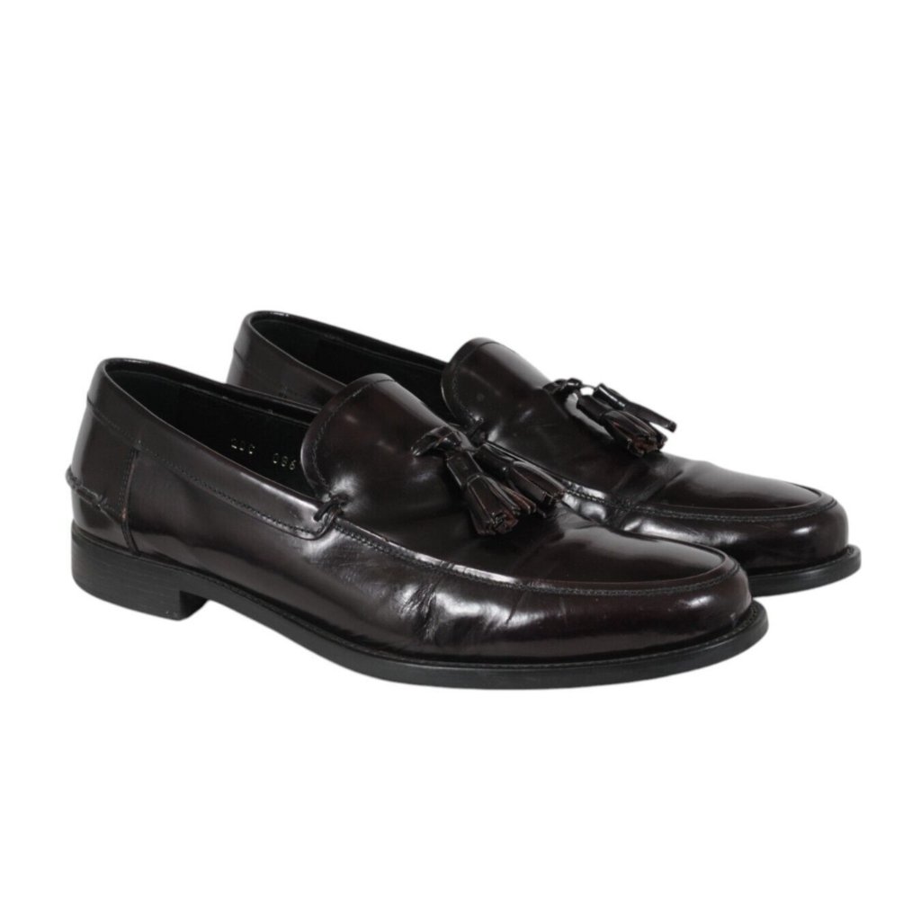 Prada Mens Tassel Loafers Size Us 9.5 Uk 8.5 Burgundy Red Leather Slip On